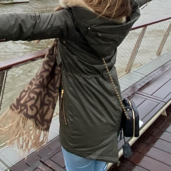 SAM. Luxe Limelight Fur Waxed Parka Jacket in Green - Picture 5 of 6